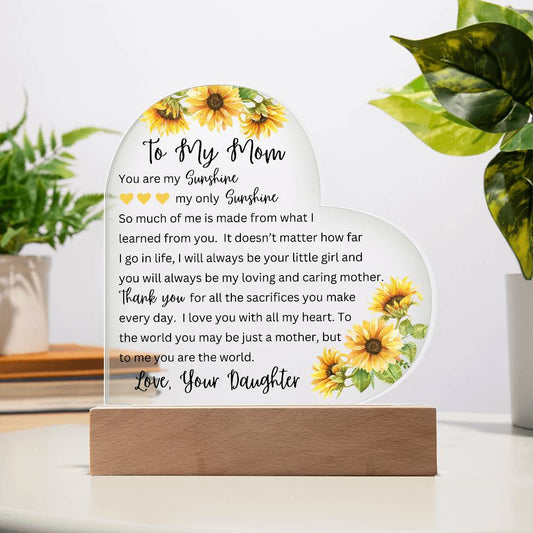 To My Mom | Printed Heart Acrylic Plaque